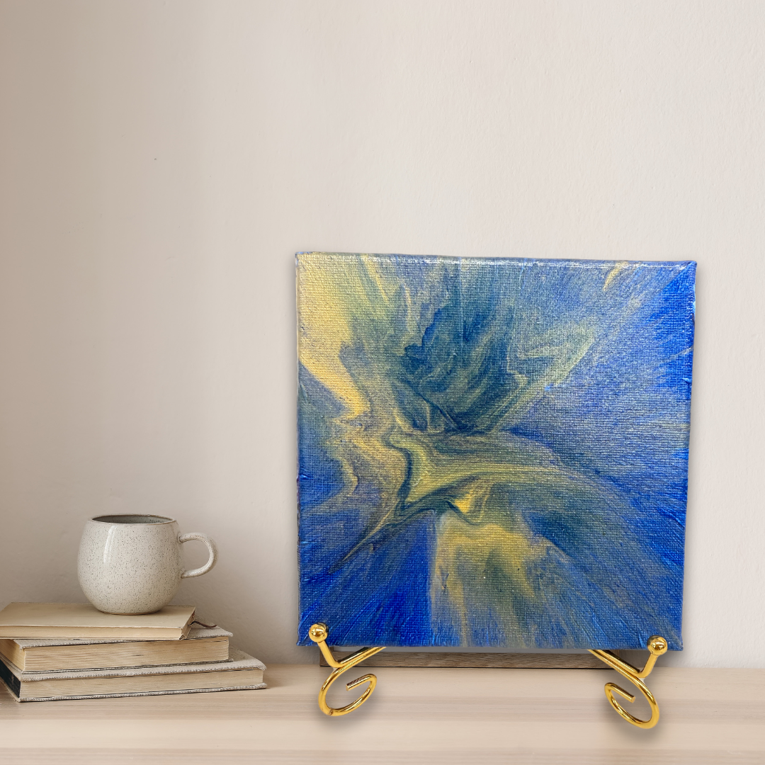 Sparkle Art®『Echo of Light ― 光の余響 ―』|深い青と金の共鳴を描く抽象アート・原画|SAORI Official Store