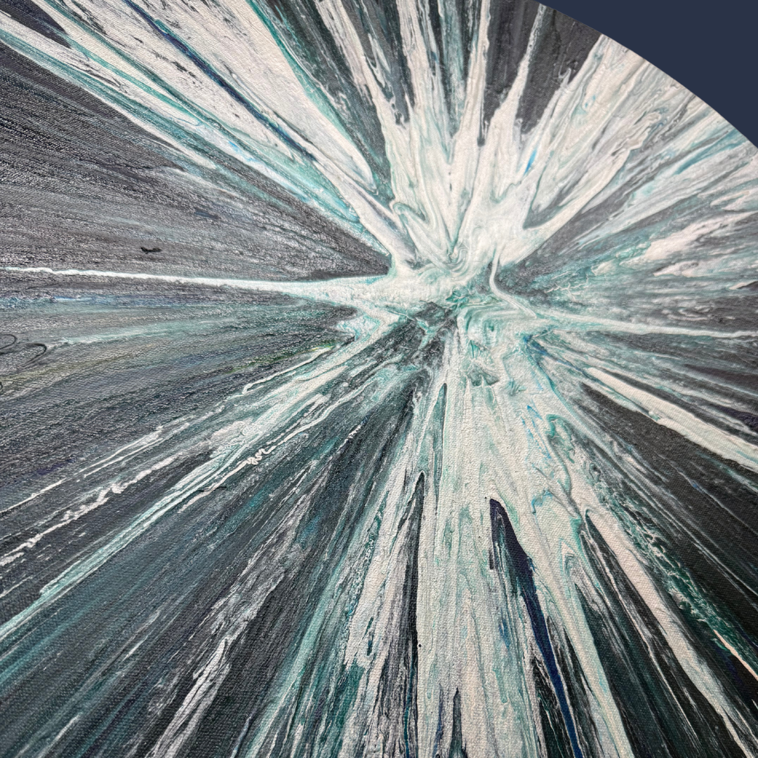 Sparkle Art®『Night of Nyx ― 女神ニュクスの夜行 ―』|闇と光の女神を描く抽象アート・円形原画|SAORI Official Store