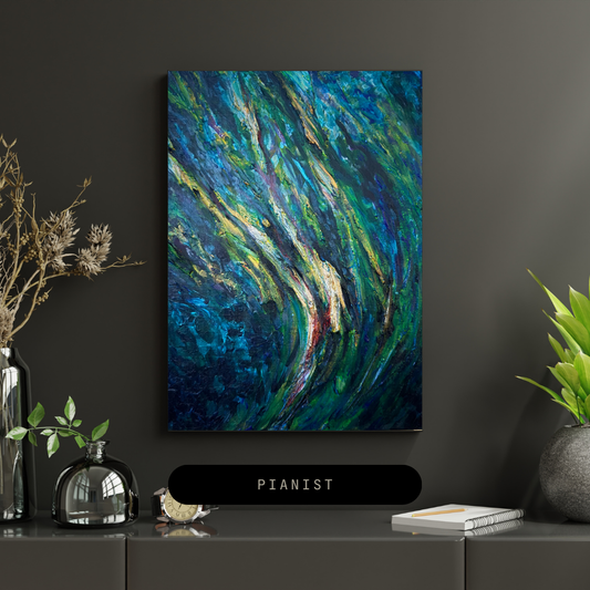 Vibrationシリーズ『Pianist』｜青と金が奏でる抽象画・原画｜SAORI Official Store