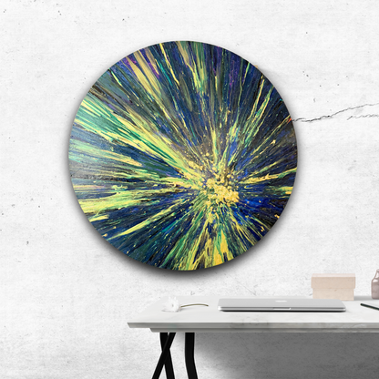Sparkle Art®『Origin of Light 』｜光の起源｜青と金が放つ宇宙的エネルギー・円形アート原画｜SAORI Official Store