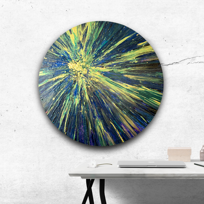 Sparkle Art®『Origin of Light 』｜光の起源｜青と金が放つ宇宙的エネルギー・円形アート原画｜SAORI Official Store