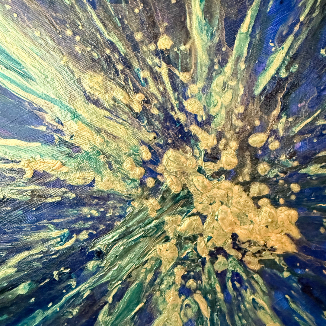 Sparkle Art®『Origin of Light 』｜光の起源｜青と金が放つ宇宙的エネルギー・円形アート原画｜SAORI Official Store