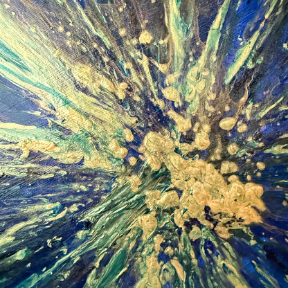 Sparkle Art®『Origin of Light 』｜光の起源｜青と金が放つ宇宙的エネルギー・円形アート原画｜SAORI Official Store