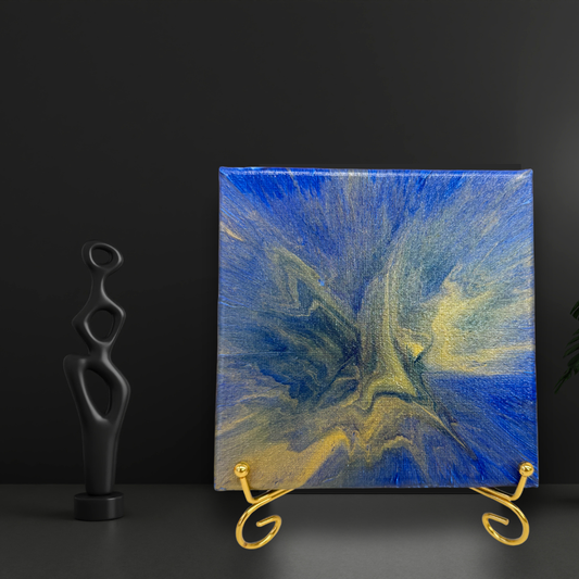 Sparkle Art®『Echo of Light ― 光の余響 ―』｜深い青と金の共鳴を描く抽象アート・原画｜SAORI Official Store