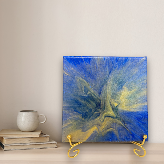 Sparkle Art®『Echo of Light ― 光の余響 ―』｜深い青と金の共鳴を描く抽象アート・原画｜SAORI Official Store