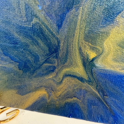 Sparkle Art®『Echo of Light ― 光の余響 ―』｜深い青と金の共鳴を描く抽象アート・原画｜SAORI Official Store