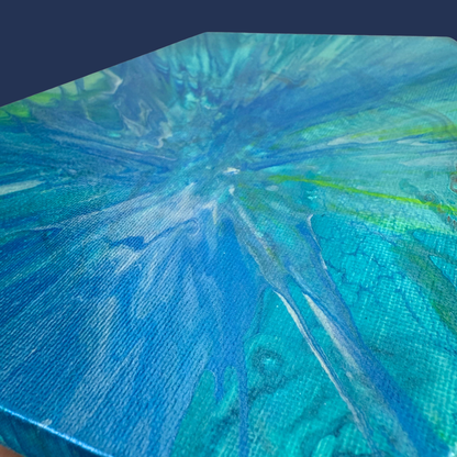 Sparkle Art®『Blue Harmony』｜癒しのブルー 抽象画・六角形キャンバス原画｜SAORI Official Store