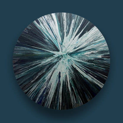 Sparkle Art®『Night of Nyx ― 女神ニュクスの夜行 ―』｜闇と光の女神を描く抽象アート・円形原画｜SAORI Official Store