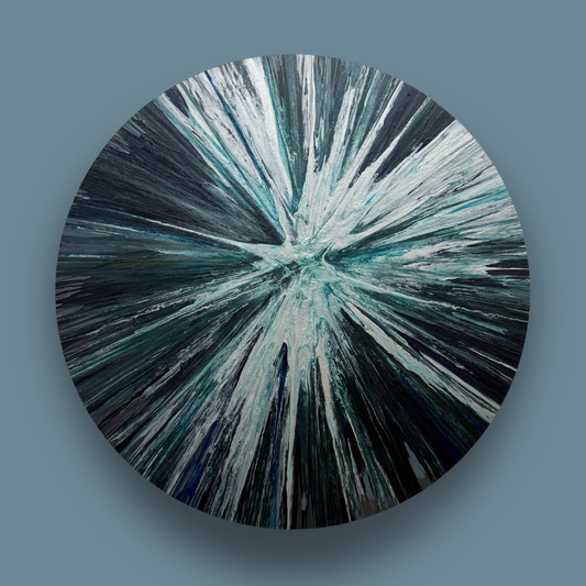 Sparkle Art®『Night of Nyx ― 女神ニュクスの夜行 ―』｜闇と光の女神を描く抽象アート・円形原画｜SAORI Official Store